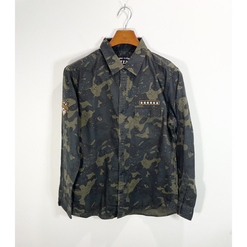Military Inspired Men slim fit button up shirt By Clothing Buffalo Large